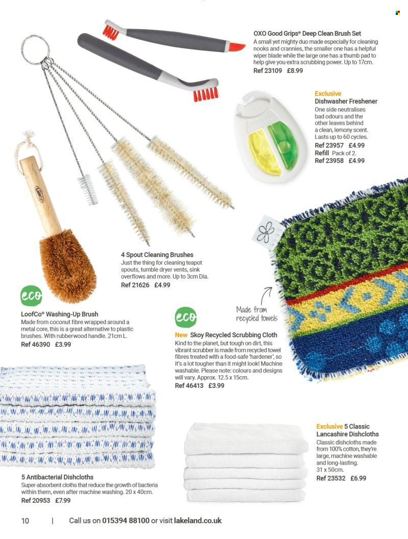 thumbnail - Lakeland offer  - Sales products - brush, brush set, teapot, towel. Page 10.