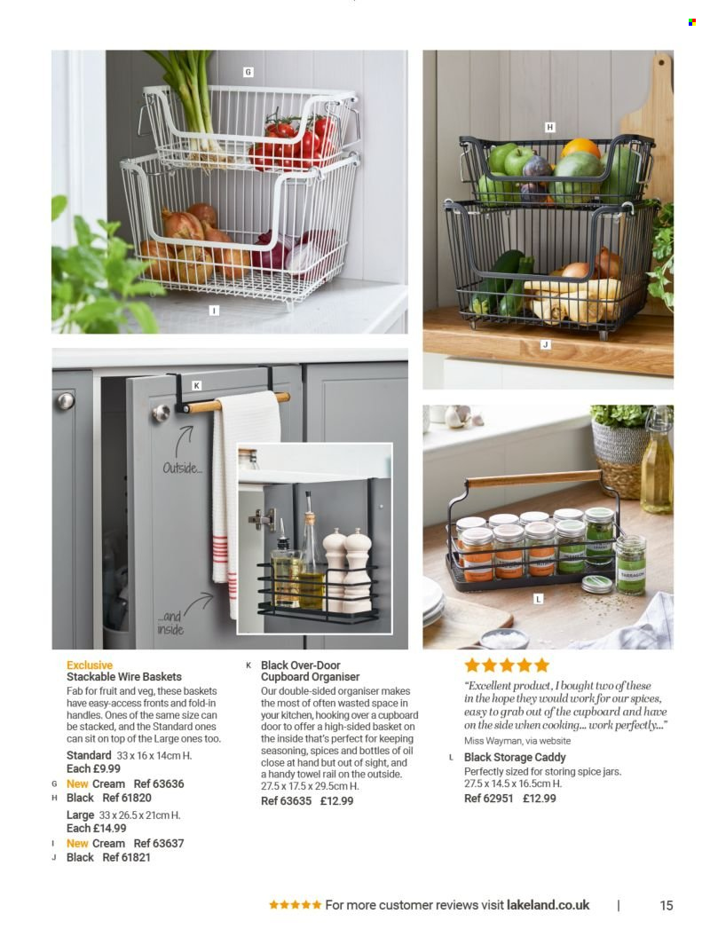 thumbnail - Lakeland offer  - Sales products - basket, towel hanger, spice jar, jar. Page 15.