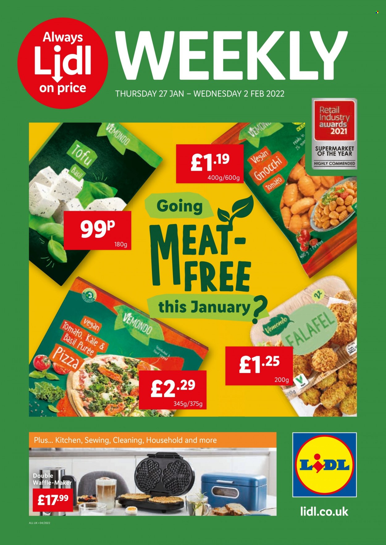 thumbnail - Lidl offer  - 27/01/2022 - 02/02/2022 - Sales products - gnocchi, pizza, tofu. Page 1.
