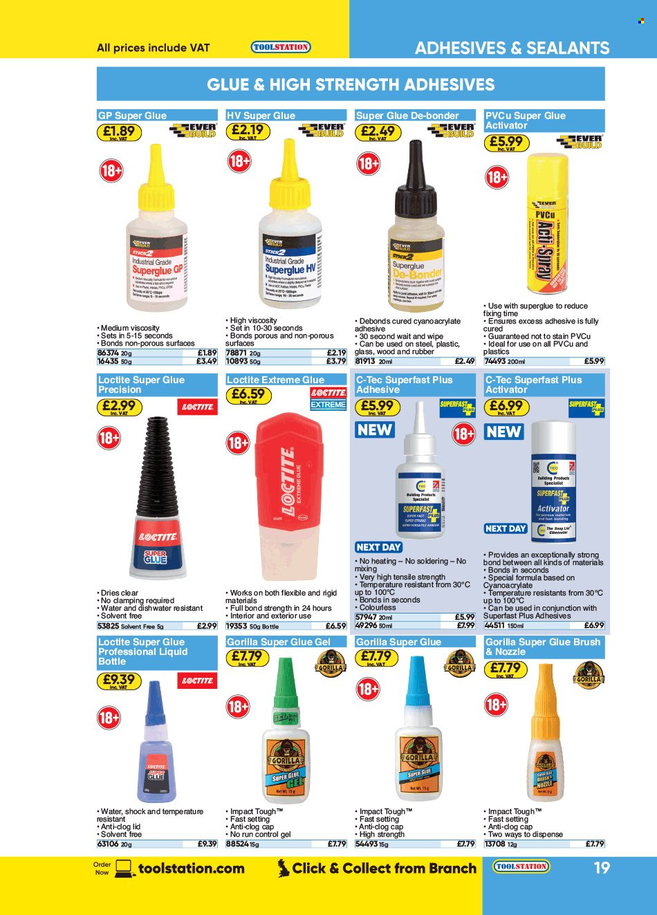 thumbnail - Toolstation offer  - Sales products - glue, adhesive. Page 19.