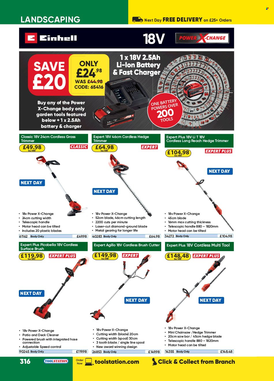 thumbnail - Toolstation offer  - Sales products - chain saw, saw, brush cutter, hedge trimmer, gardening tools, cleaner. Page 316.