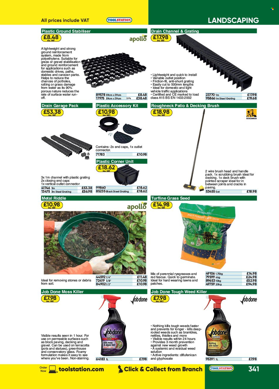 thumbnail - Toolstation offer  - Sales products - wire brush, greenhouse, pot, plant seeds, grass seed. Page 341.