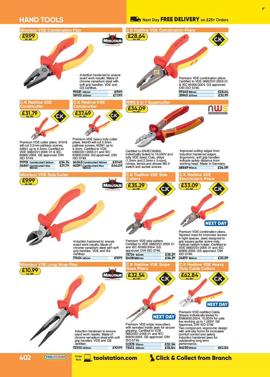thumbnail - Toolstation offer  - Sales products - pliers, cutter, hand tools. Page 402.