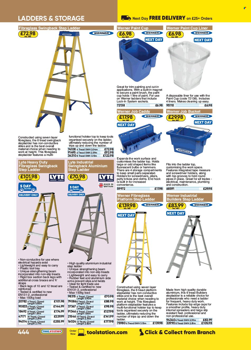 thumbnail - Toolstation offer  - Sales products - knife, ladder, stepladder, measuring tape. Page 444.