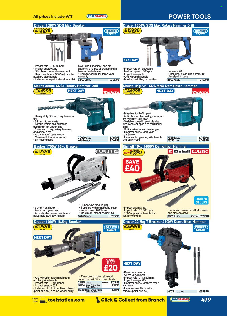 thumbnail - Toolstation offer  - Sales products - Dial, power tools, Makita, spanner, pot. Page 499.