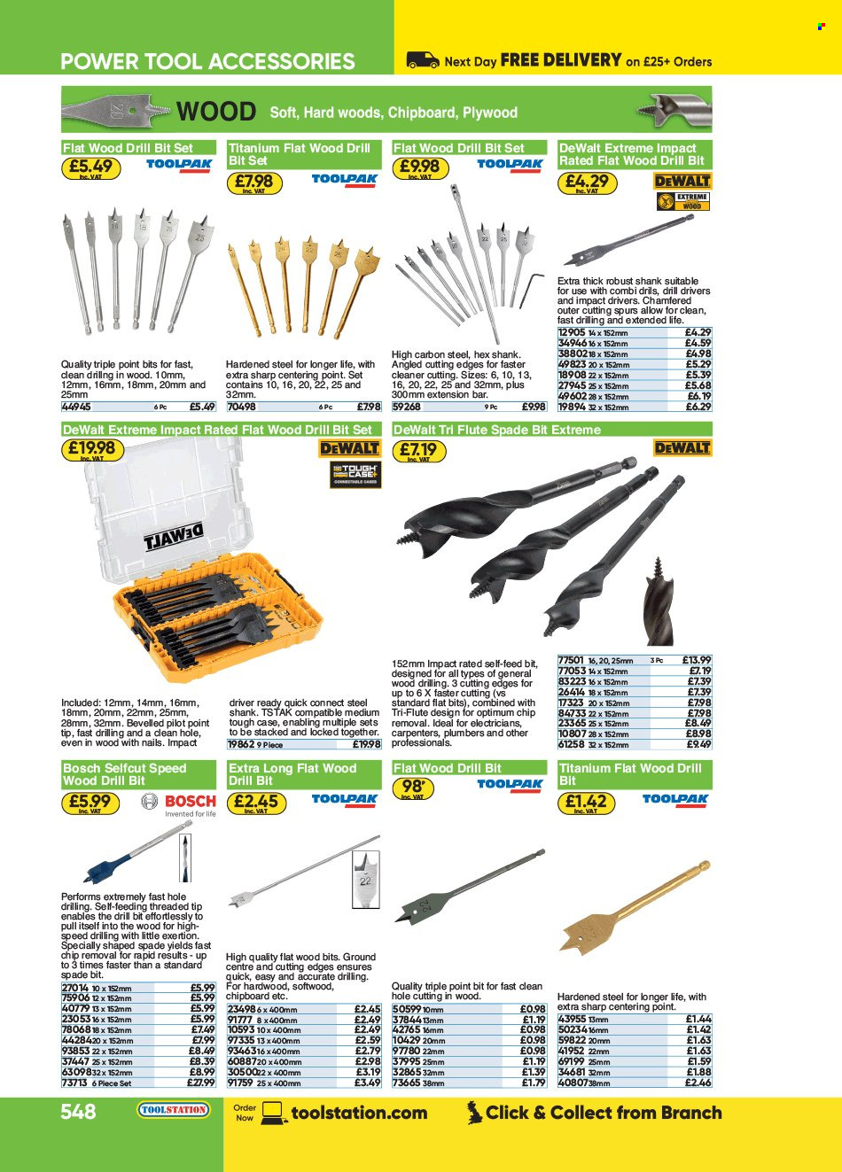 thumbnail - Toolstation offer  - Sales products - Bosch, DeWALT, impact driver, drill bit set, cleaner. Page 548.