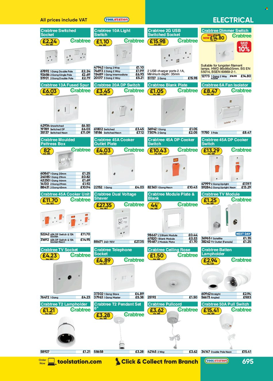 thumbnail - Toolstation offer  - Sales products - switch, socket, fan isolator. Page 695.