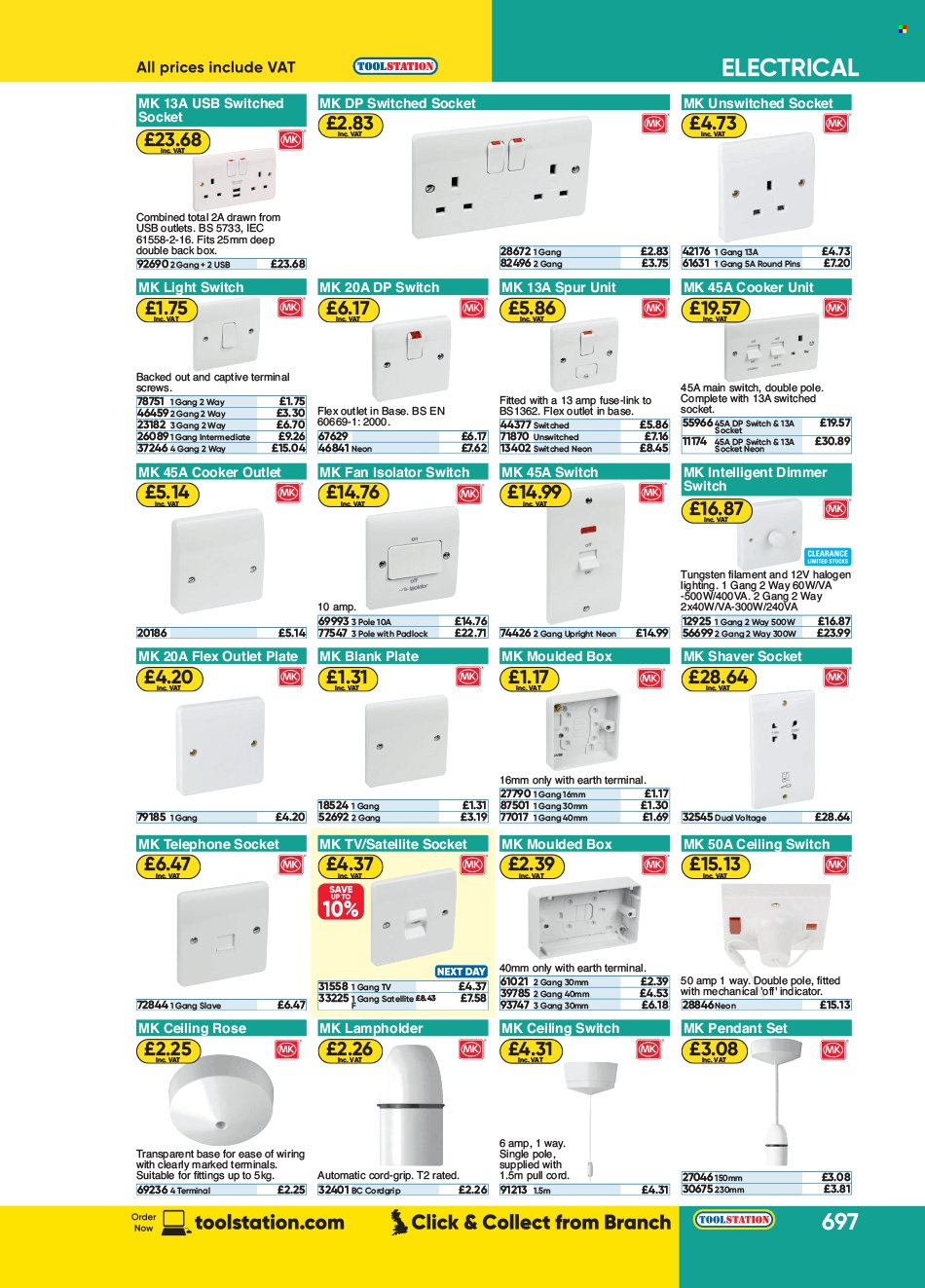 thumbnail - Toolstation offer  - Sales products - padlock, lighting, switch, fan isolator. Page 697.
