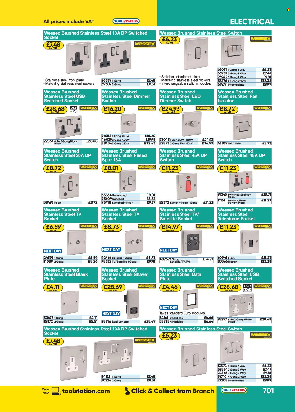 thumbnail - Toolstation offer  - Sales products - switch, socket, fan isolator. Page 701.