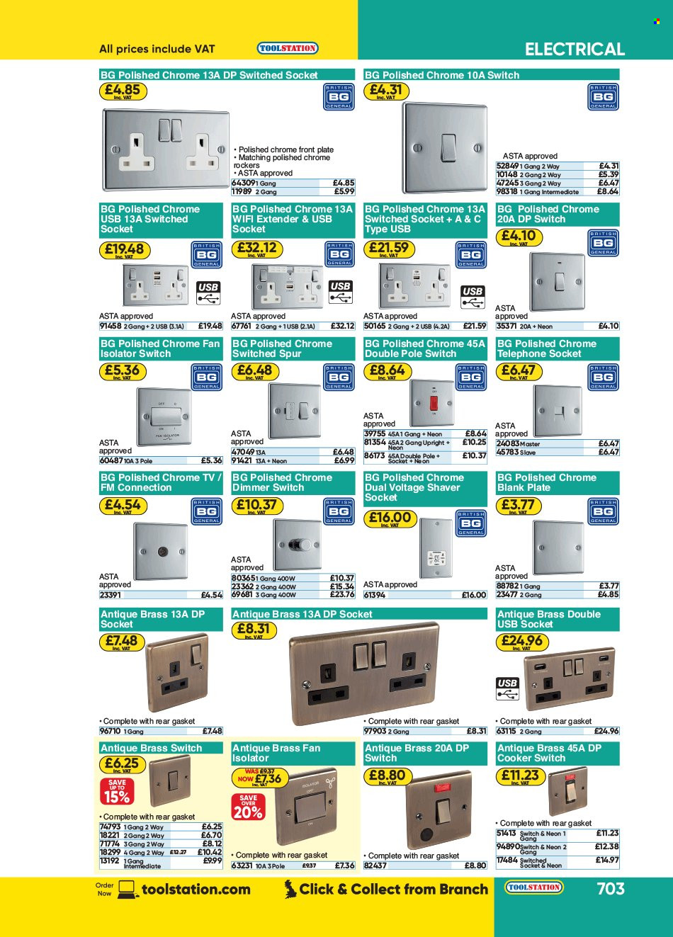 thumbnail - Toolstation offer  - Sales products - switch, socket, fan isolator. Page 703.