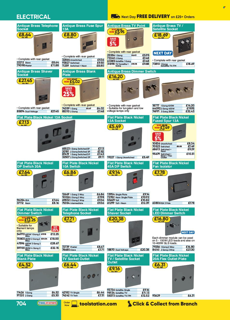 thumbnail - Toolstation offer  - Sales products - switch, socket, fan isolator. Page 704.