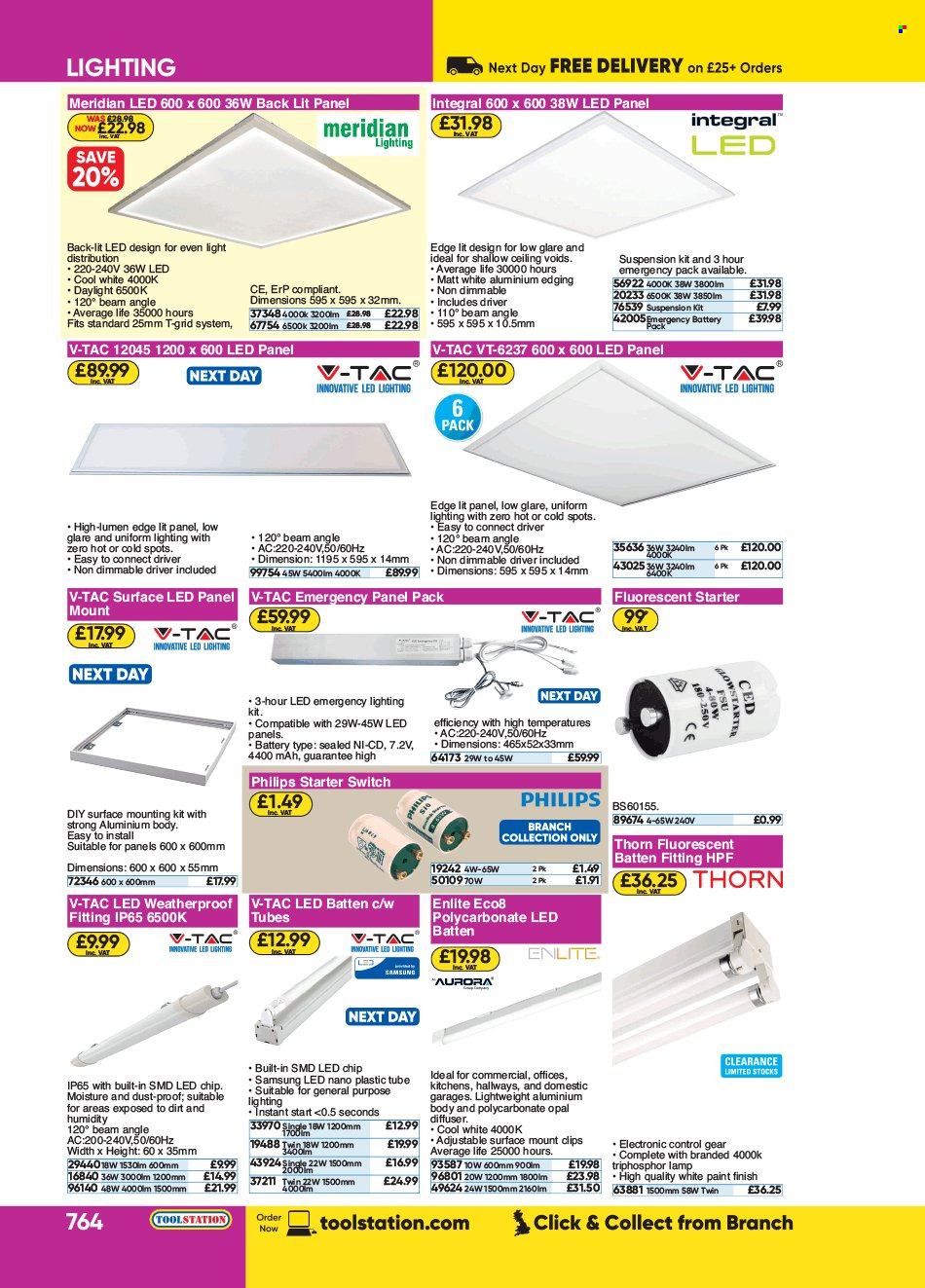 thumbnail - Toolstation offer  - Sales products - Samsung, Philips, lamp, lighting, switch. Page 764.