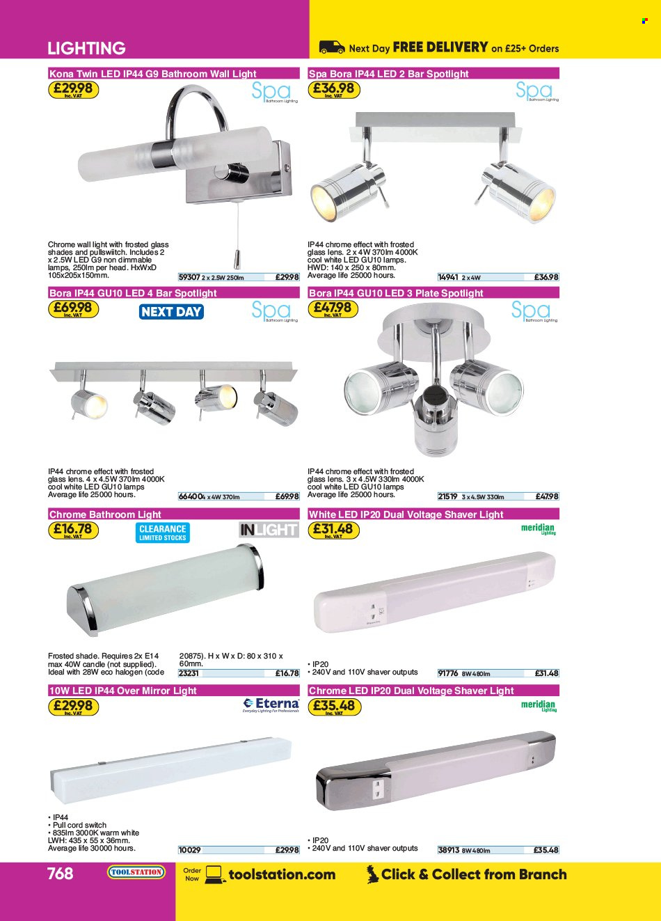 thumbnail - Toolstation offer  - Sales products - spotlight, lighting, switch. Page 768.