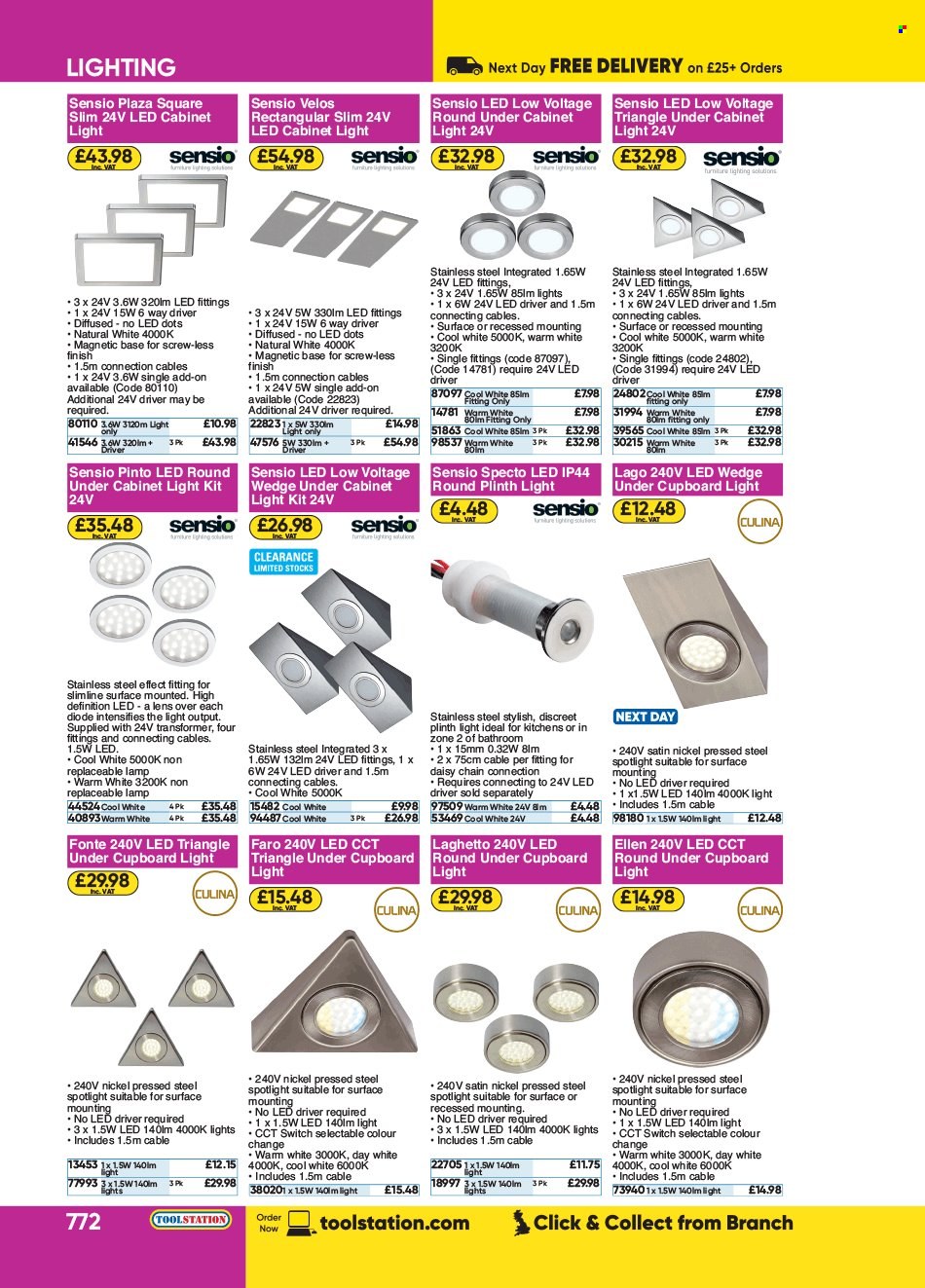 thumbnail - Toolstation offer  - Sales products - lamp, LED light, spotlight, lighting, switch, cabinet. Page 772.