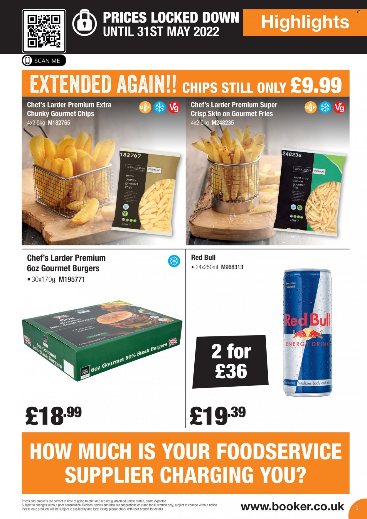 thumbnail - Makro offer  - 21/03/2022 - 31/05/2022 - Sales products - hamburger, potato fries, chips, Red Bull. Page 5.