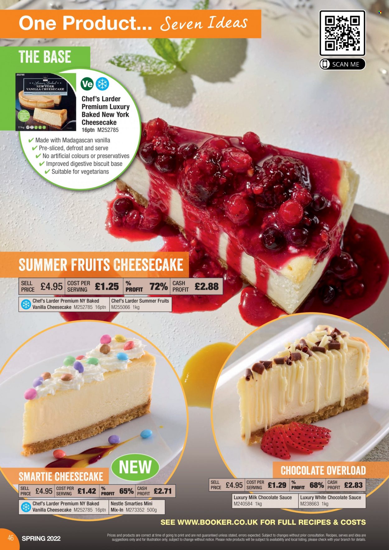 thumbnail - Makro offer  - 21/03/2022 - 31/05/2022 - Sales products - cheesecake, sauce, biscuit, milk chocolate, Nestlé, white chocolate, chocolate, Smarties, Digestive. Page 46.