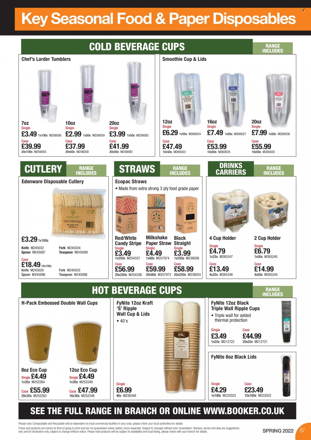 thumbnail - Makro offer  - 21/03/2022 - 31/05/2022 - Sales products - Kraft®, milkshake, knife, fork, spoon, tumbler, cup, teaspoon, disposable cutlery, straw, drinks carrier, wall cup. Page 87.