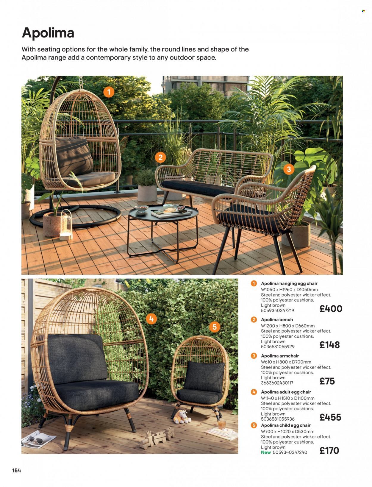 thumbnail - B&Q offer  - Sales products - cushion, bench, chair, arm chair. Page 154.