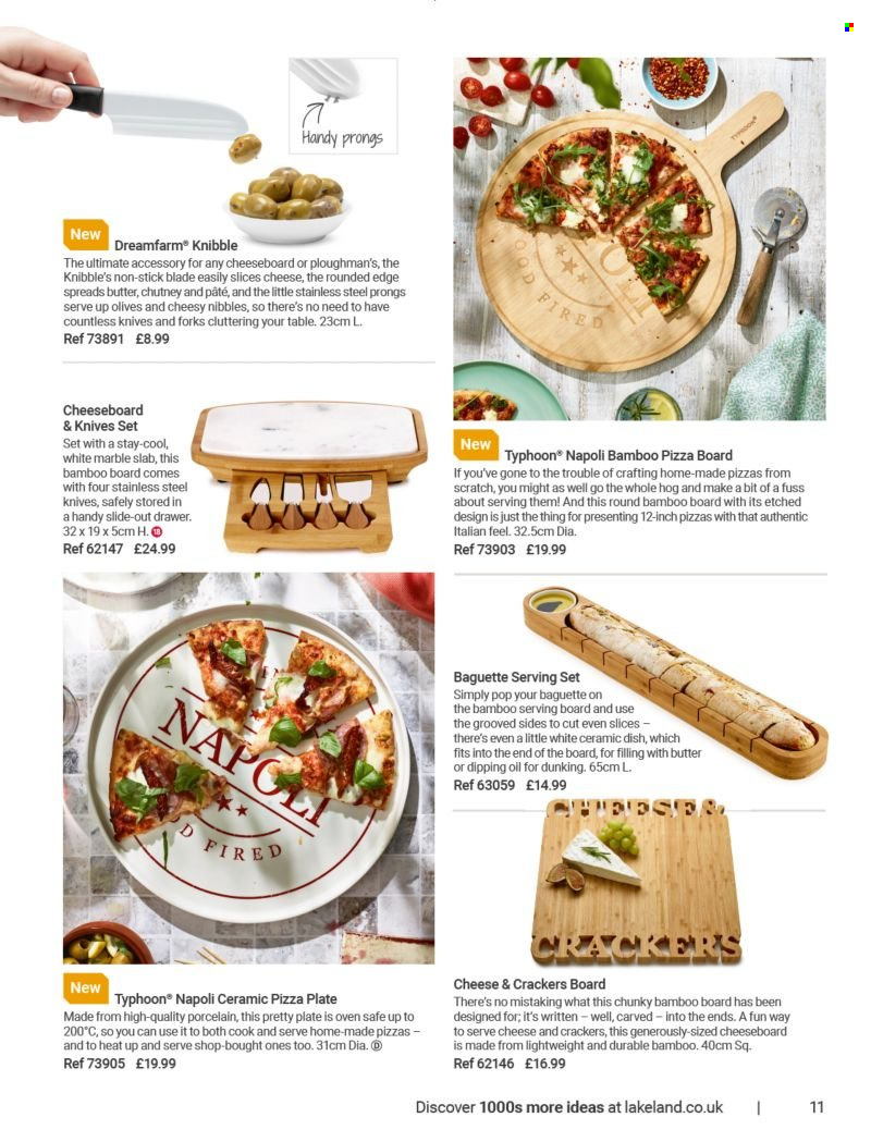 thumbnail - Lakeland offer  - Sales products - crackers, knife, plate, serving set. Page 11.
