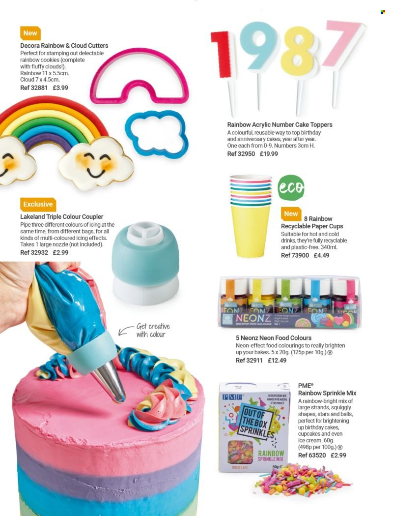 thumbnail - Lakeland offer  - Sales products - cupcake, cake, cookies, cup, bag, paper, party cups, pipe. Page 52.