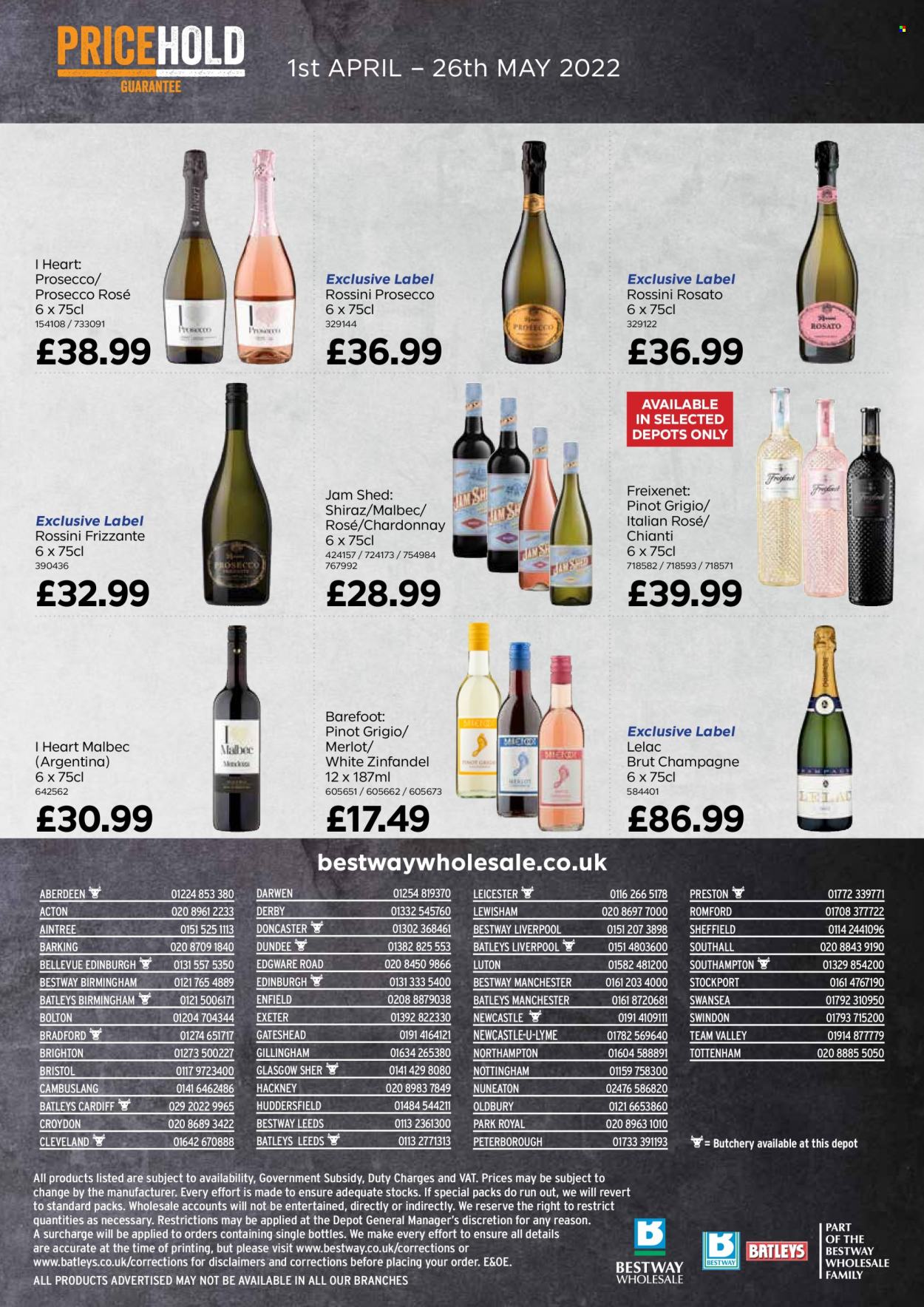 thumbnail - Bestway offer  - 01/04/2022 - 26/05/2022 - Sales products - fruit jam, red wine, white wine, champagne, prosecco, Chardonnay, wine, Merlot, Shiraz, Pinot Grigio, rosé wine. Page 40.