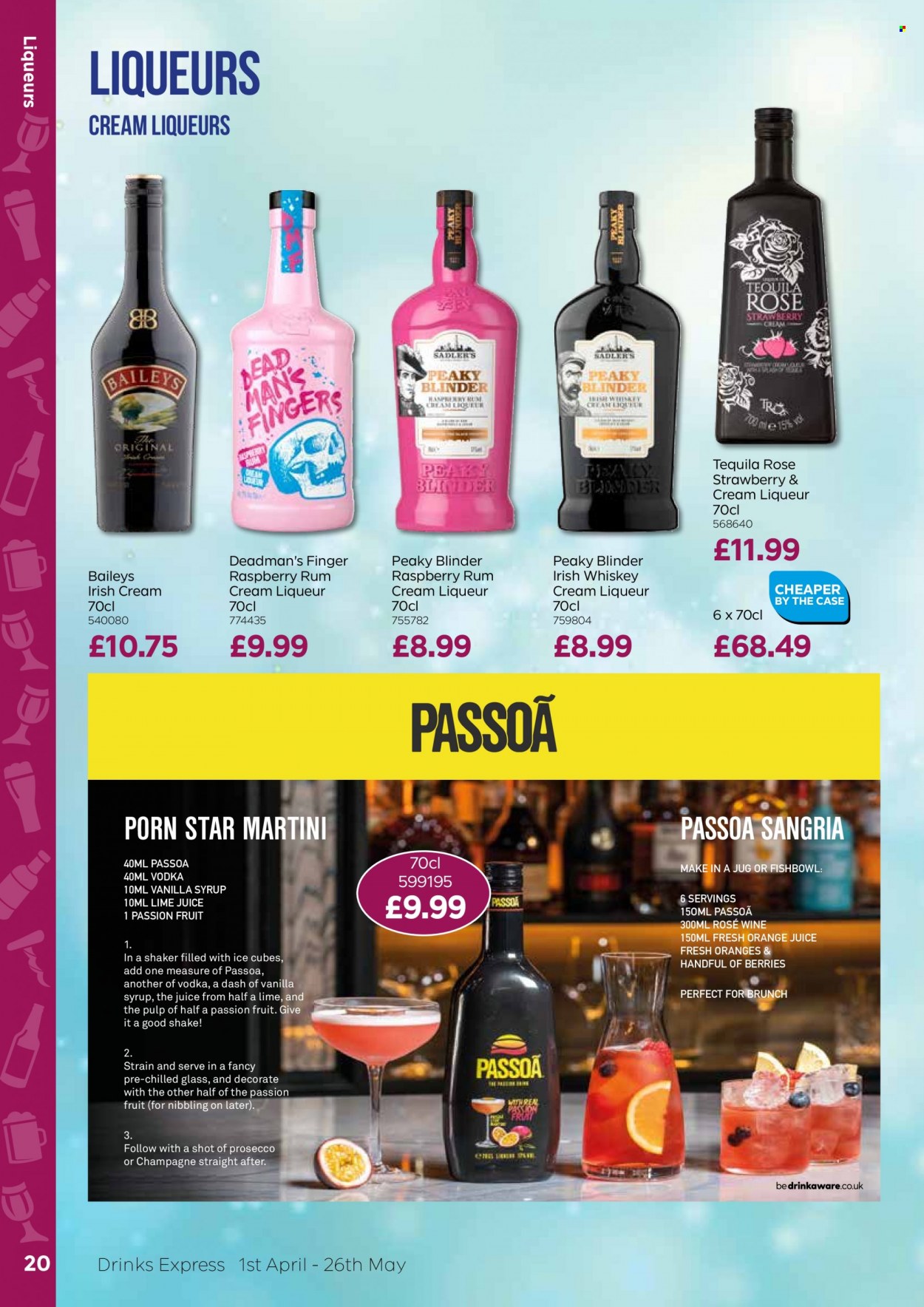thumbnail - Bestway offer  - 01/04/2022 - 26/05/2022 - Sales products - shake, ice cubes, syrup, orange juice, champagne, prosecco, wine, liqueur, tequila, vodka, whiskey, irish cream, irish whiskey, Baileys, rum, Martini, whisky, shaker. Page 20.