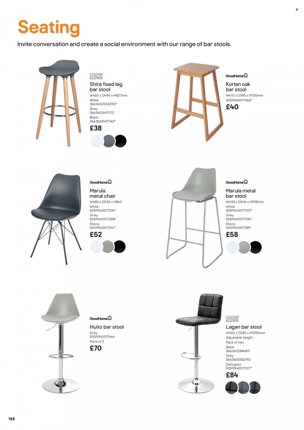 thumbnail - B&Q offer  - Sales products - stool, chair, bar stool. Page 188.