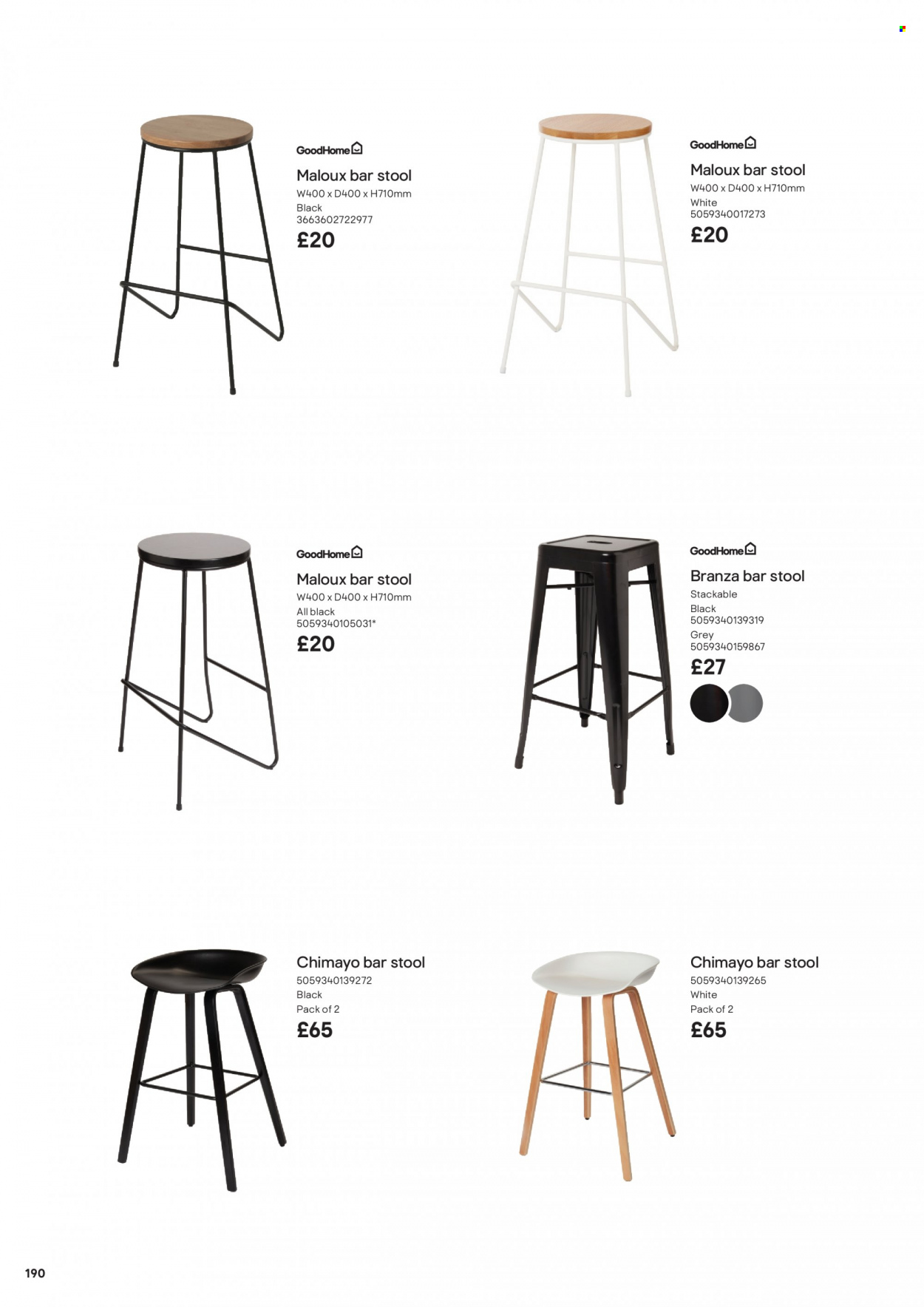 thumbnail - B&Q offer  - Sales products - stool, bar stool. Page 190.