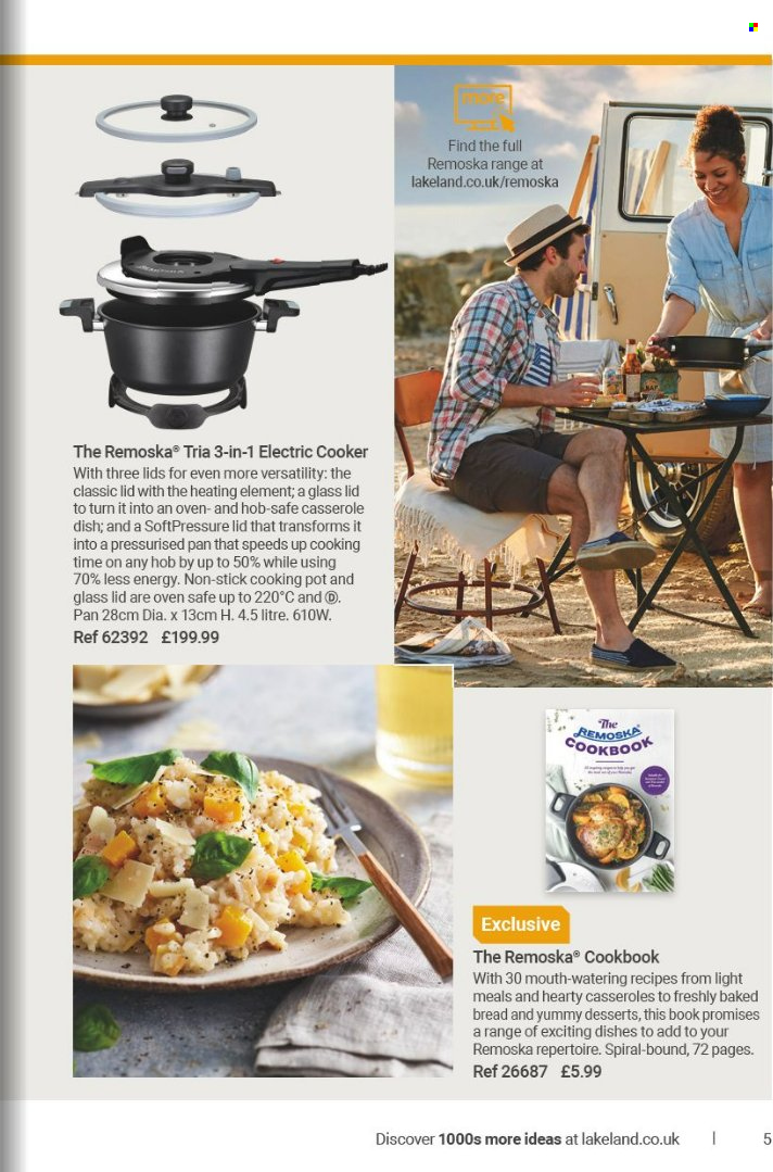 thumbnail - Lakeland offer  - Sales products - lid, pot, pan, casserole, book, cookbook, electric cooker. Page 5.