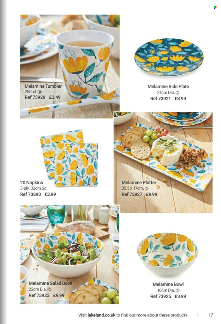 thumbnail - Lakeland offer  - Sales products - napkins, tumbler, plate, salad bowl, bowl. Page 17.