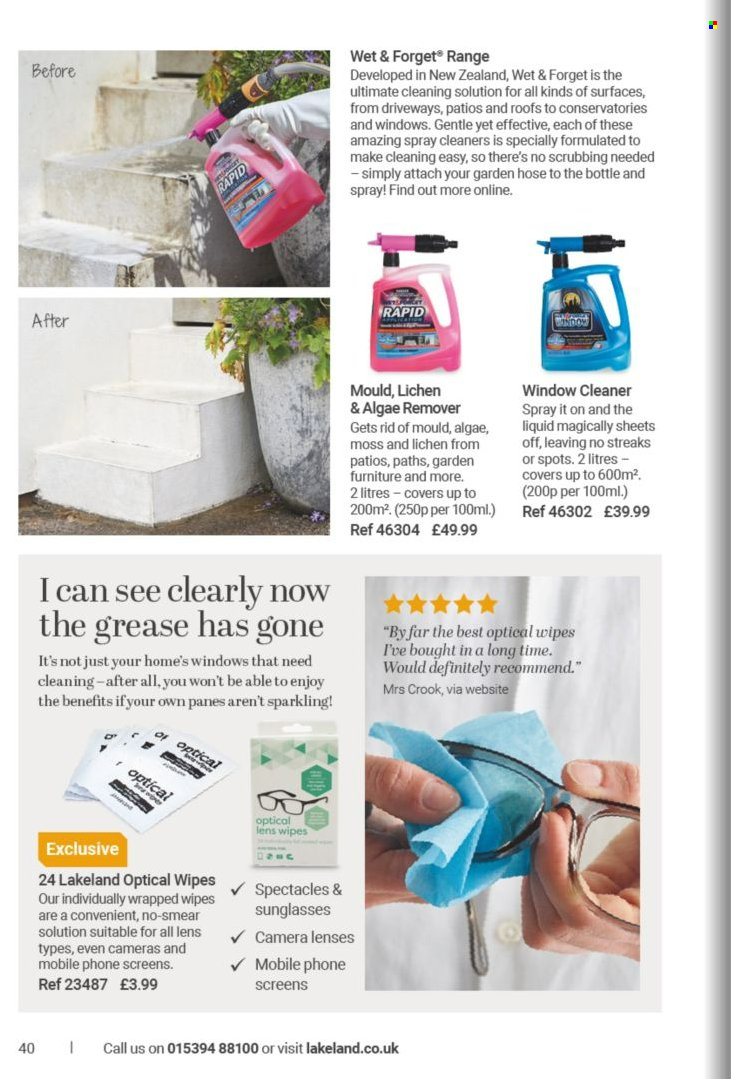 thumbnail - Lakeland offer  - Sales products - wipes, cleaner, lens wipes. Page 40.