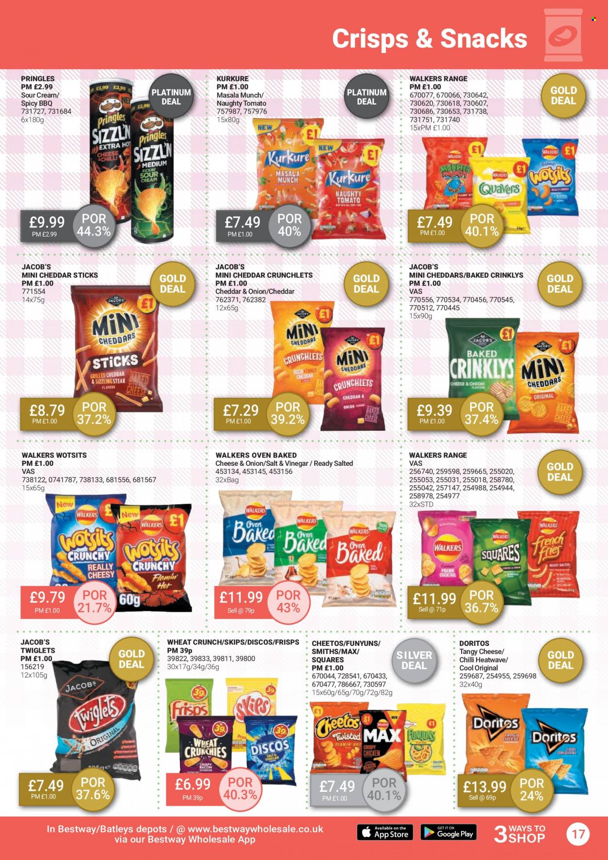 thumbnail - Bestway offer  - 29/04/2022 - 26/05/2022 - Sales products - cheddar, sour cream, snack, Doritos, Pringles, Cheetos, vinegar. Page 17.