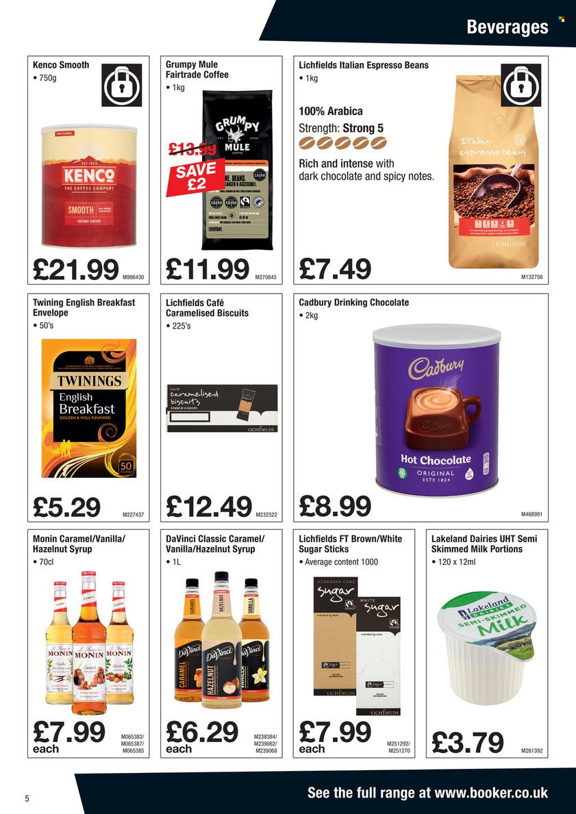 thumbnail - Makro offer  - 04/05/2022 - 31/05/2022 - Sales products - biscuit, Cadbury, dark chocolate, cane sugar, sugar, caramel, syrup, hot chocolate, Twinings, coffee, envelope. Page 5.