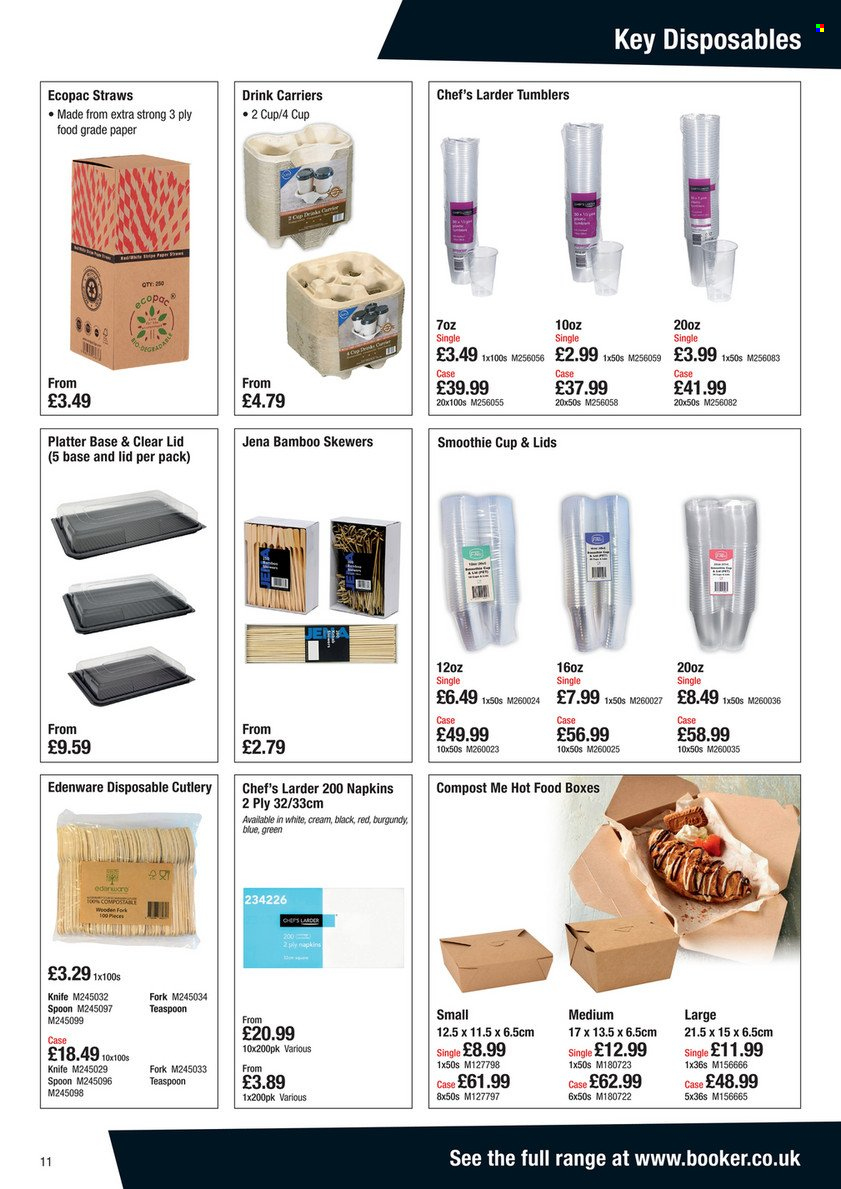 thumbnail - Makro offer  - 04/05/2022 - 31/05/2022 - Sales products - napkins, knife, fork, lid, spoon, tumbler, cup, teaspoon, disposable cutlery, straw, meal box. Page 11.