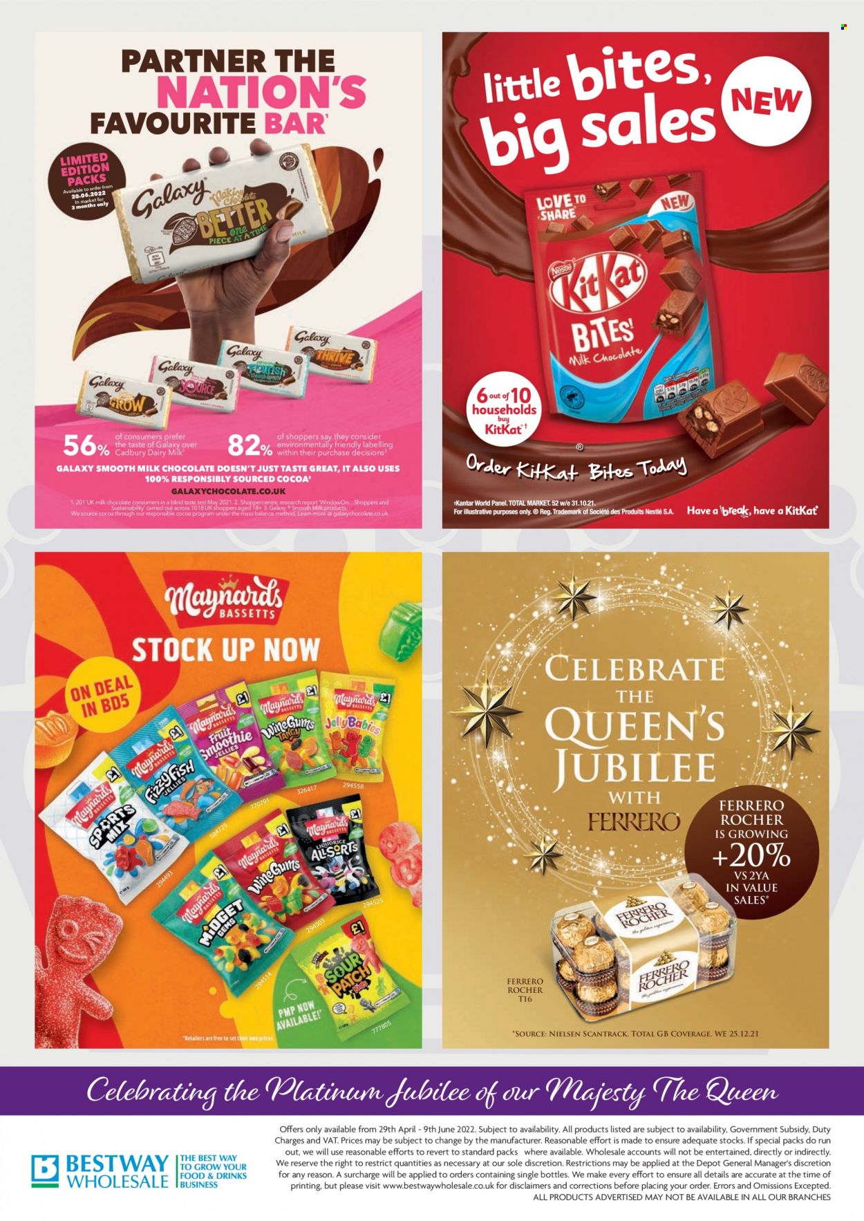 thumbnail - Bestway offer  - 29/04/2022 - 09/06/2022 - Sales products - milk chocolate, chocolate, Ferrero Rocher, Cadbury. Page 12.