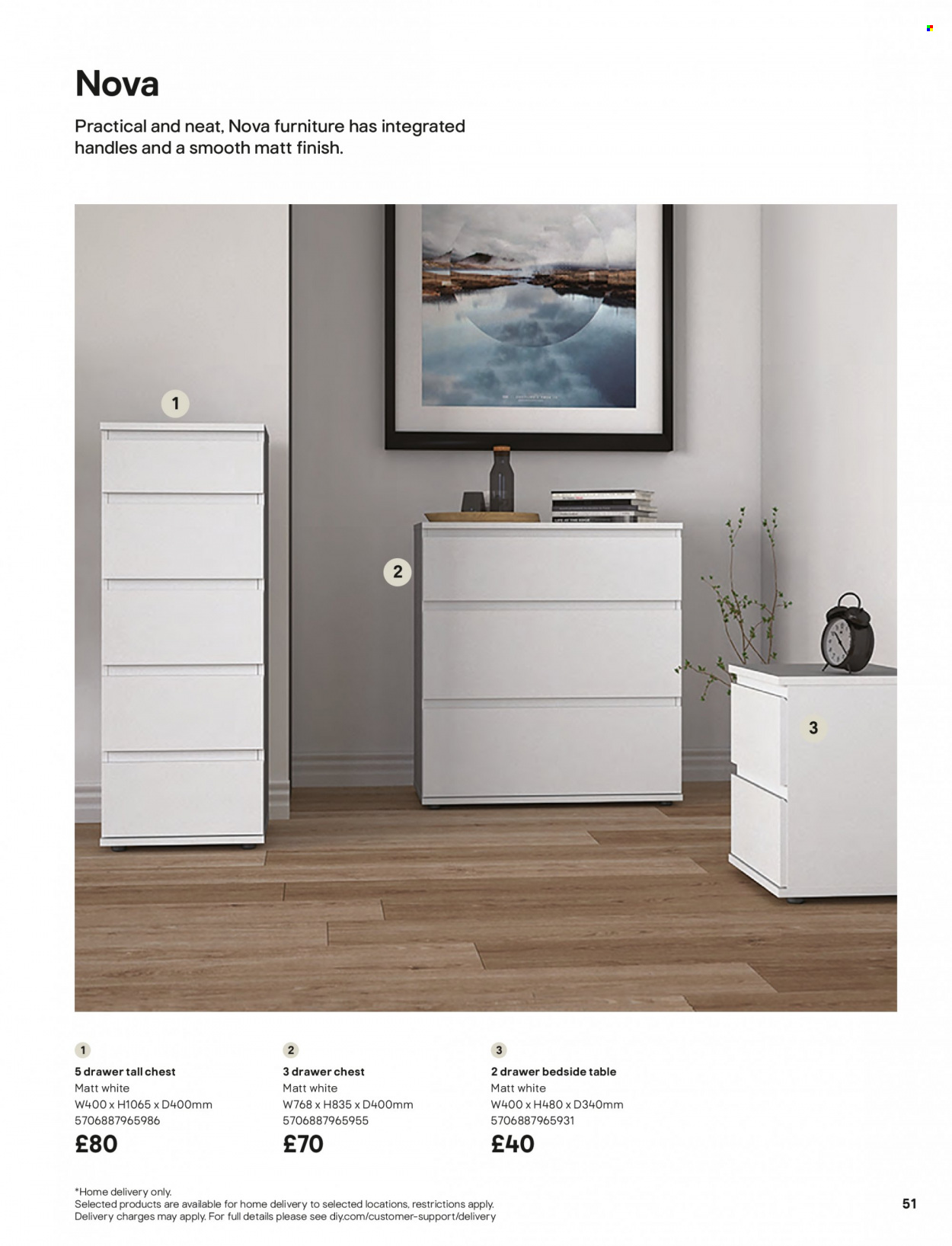 thumbnail - B&Q offer  - Sales products - table, bedside table. Page 51.