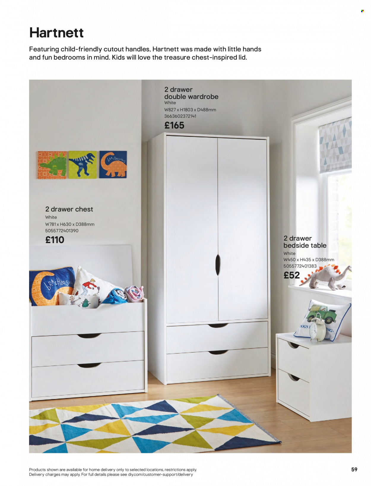 thumbnail - B&Q offer  - Sales products - table, wardrobe, bedside table. Page 59.