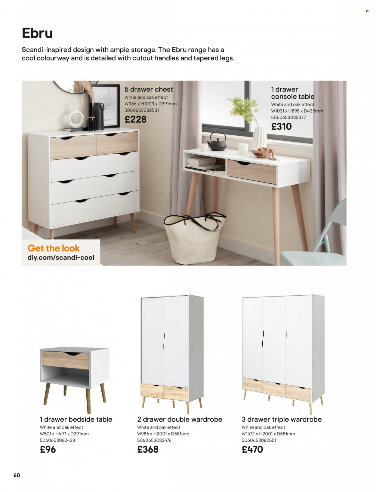 thumbnail - B&Q offer  - Sales products - table, wardrobe, bedside table. Page 60.