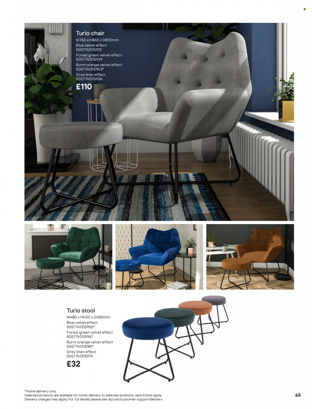 thumbnail - B&Q offer  - Sales products - linens, stool, chair. Page 65.