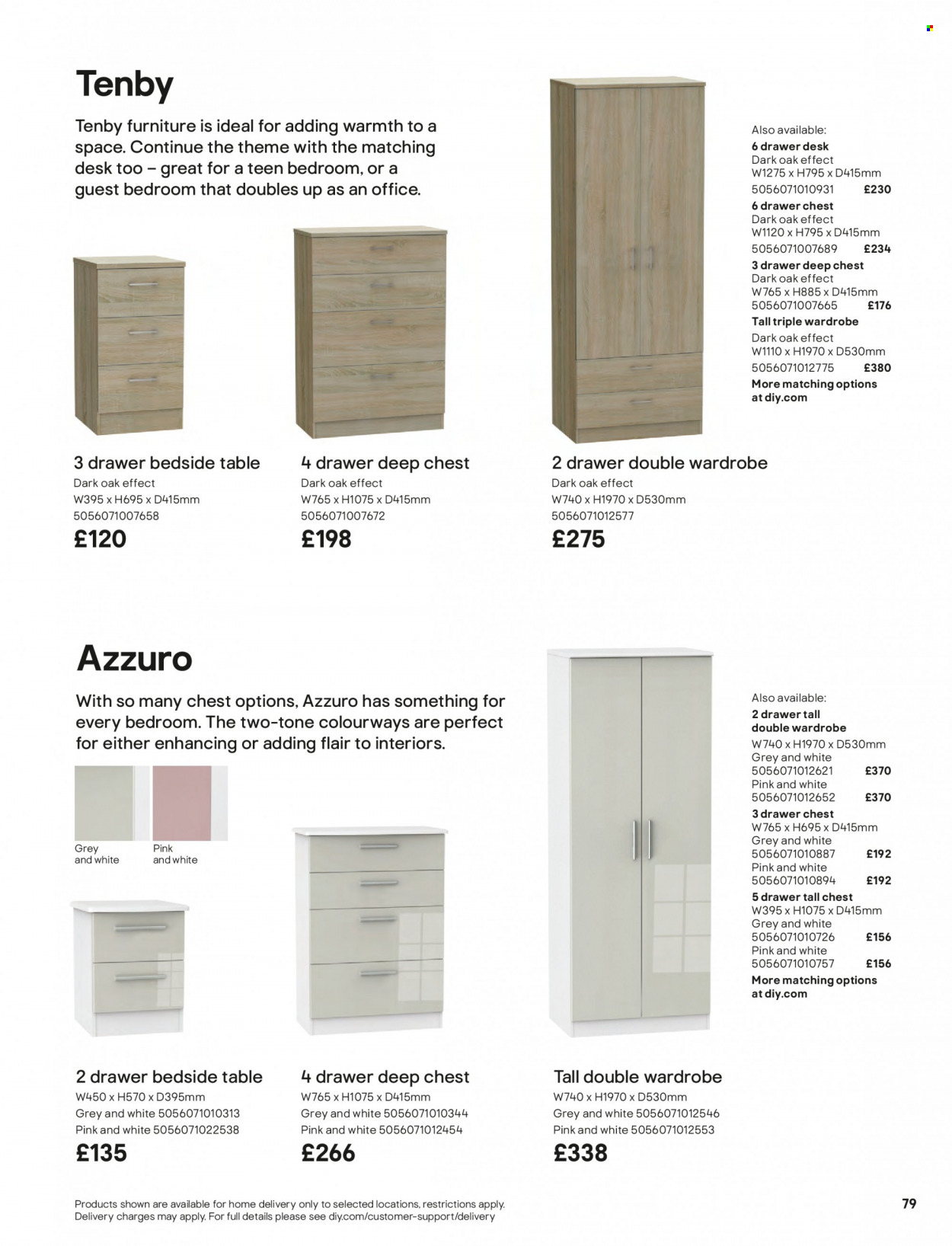 thumbnail - B&Q offer  - Sales products - table, wardrobe, bedside table. Page 79.