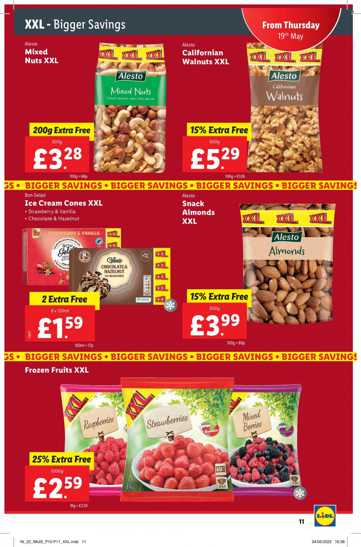 thumbnail - Lidl offer  - 19/05/2022 - 25/05/2022 - Sales products - ice cream, snack, almonds, walnuts, mixed nuts. Page 11.