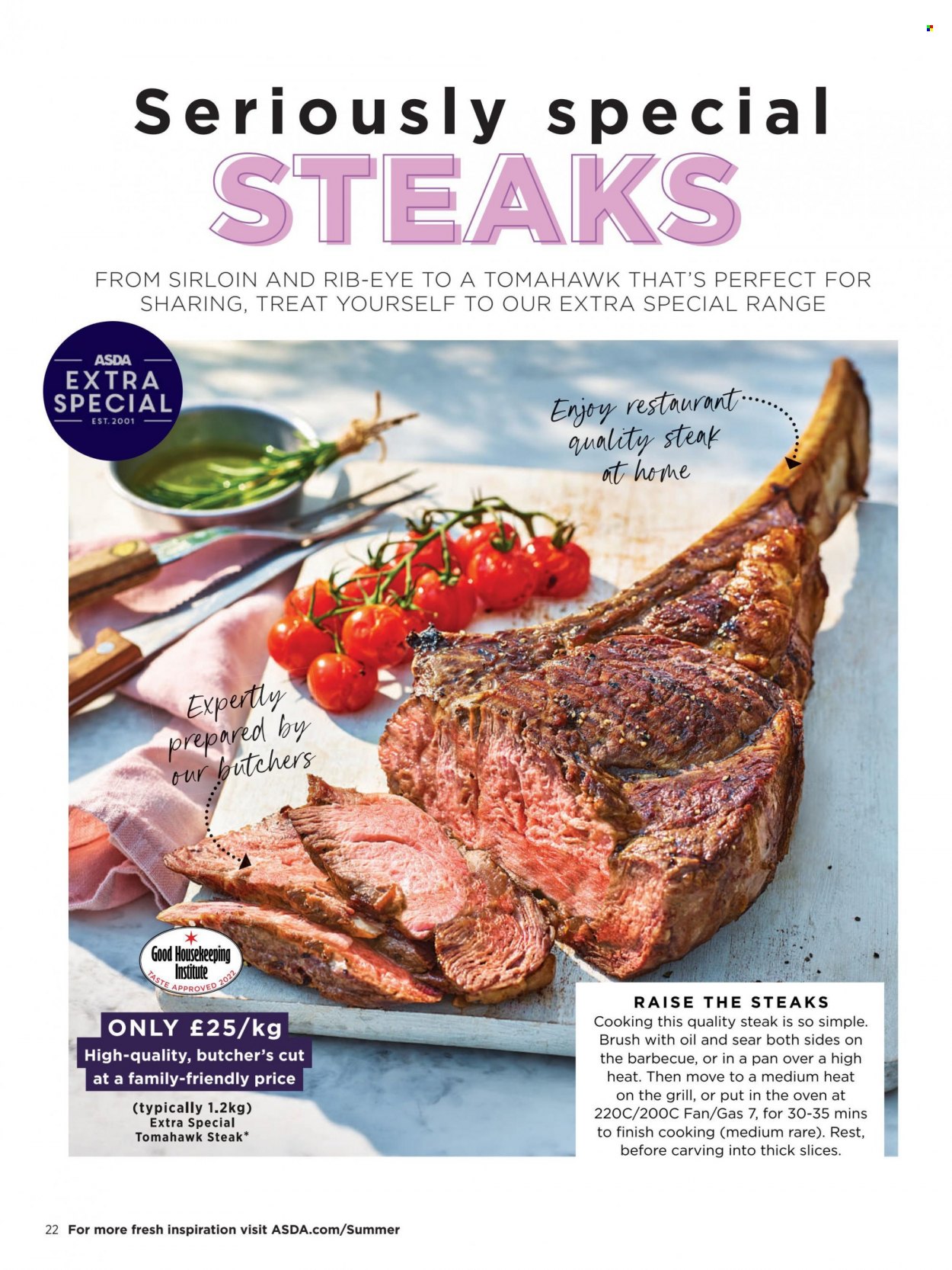 thumbnail - ASDA offer  - 16/05/2022 - 26/06/2022 - Sales products - beef meat, steak, tomahawk steak, pan. Page 22.