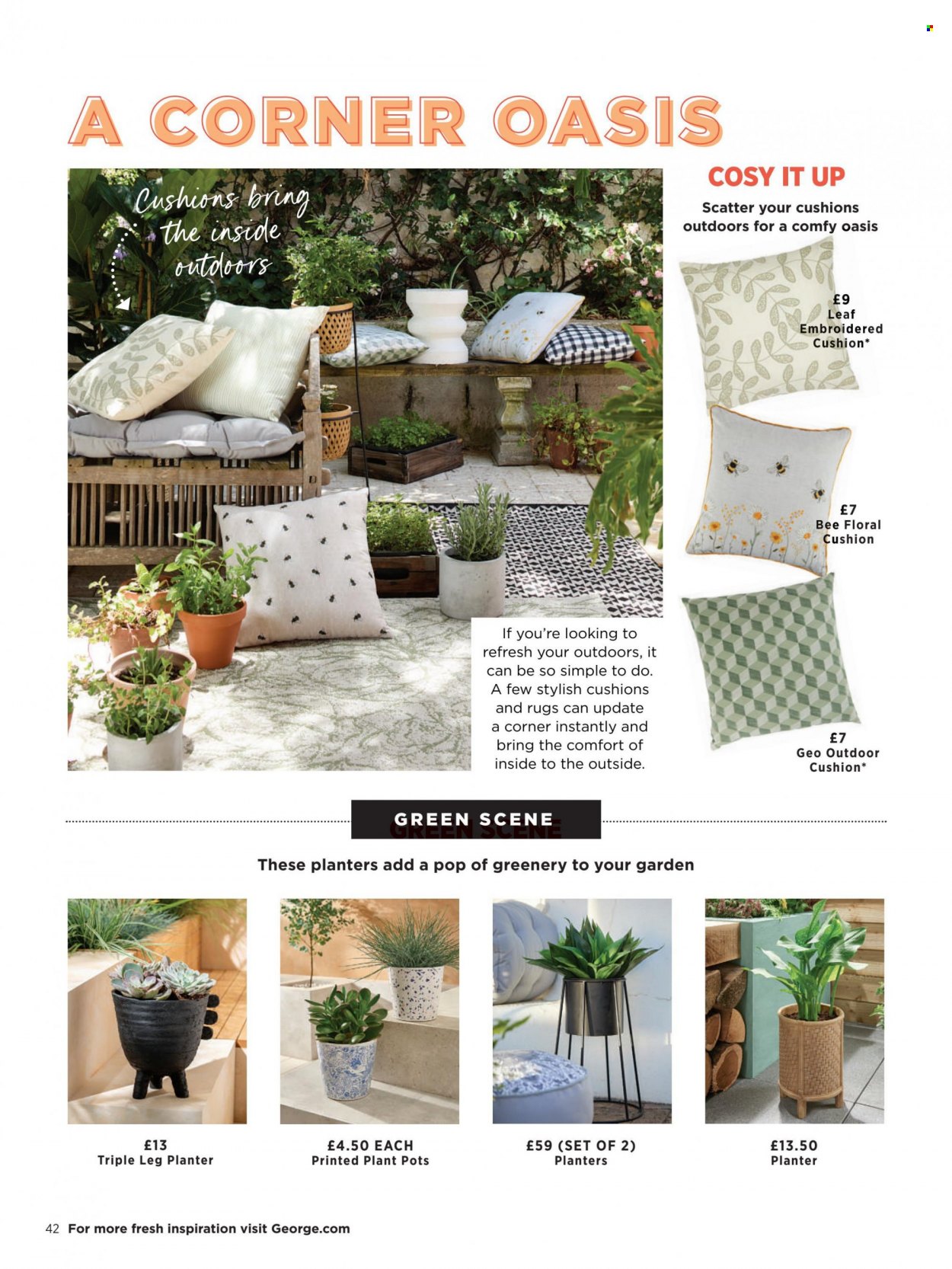 thumbnail - ASDA offer  - 16/05/2022 - 26/06/2022 - Sales products - Planters, pot, cushion. Page 42.