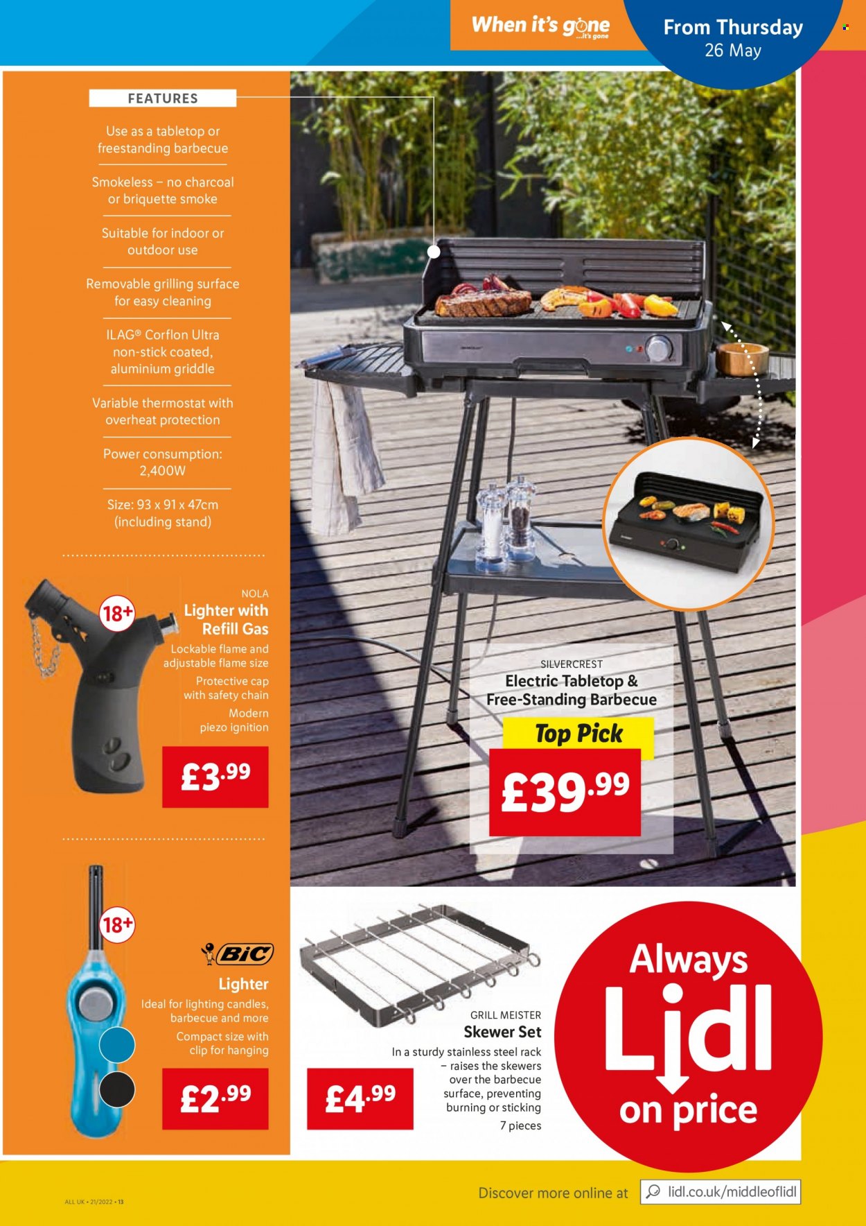 thumbnail - Lidl offer  - 26/05/2022 - 01/06/2022 - Sales products - SilverCrest, BIC, candle, lighting, grill. Page 13.