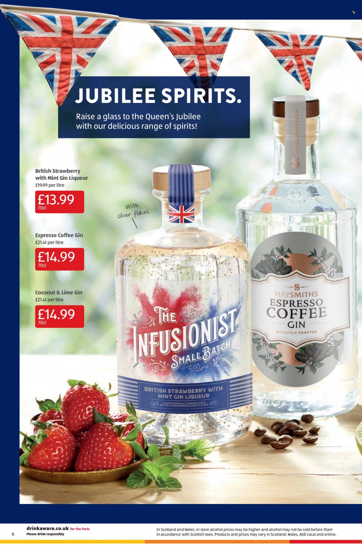 thumbnail - Aldi offer  - 22/05/2022 - 29/05/2022 - Sales products - alcohol, coffee, gin, liqueur. Page 6.