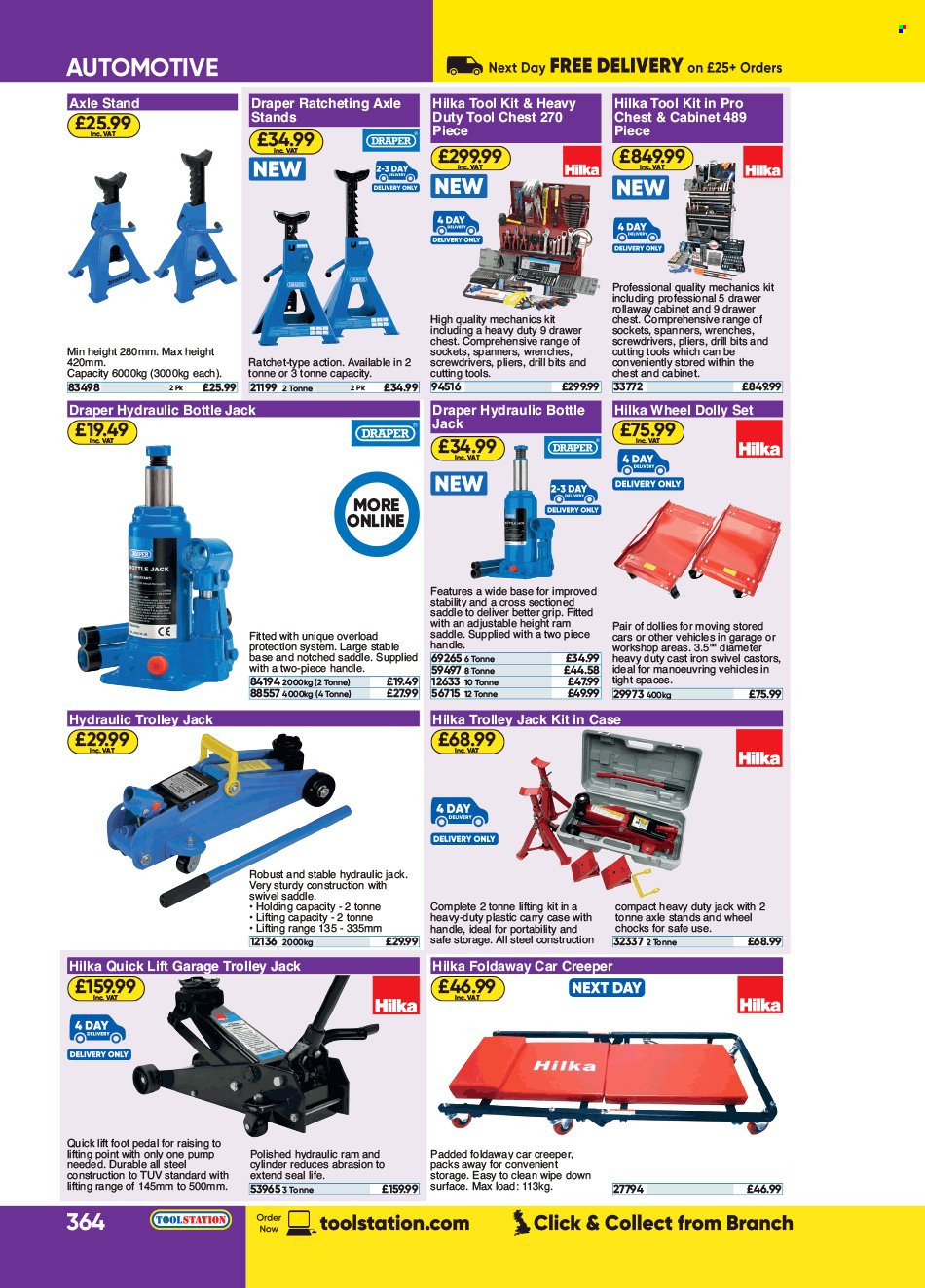 thumbnail - Toolstation offer  - Sales products - wrench, pliers, tool set, tool chest, cabinet, trolley, hydraulic trolley. Page 364.