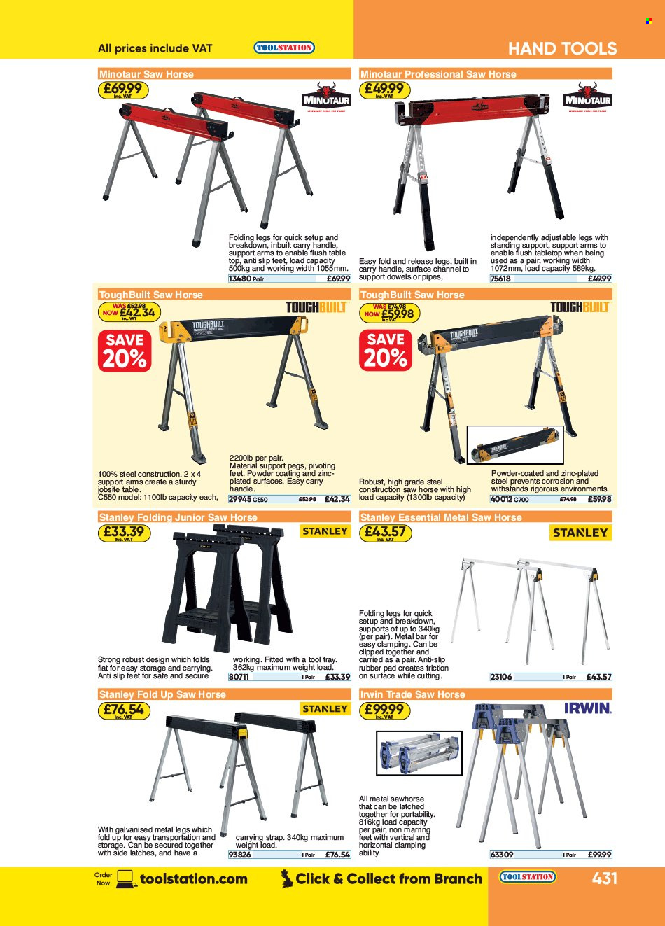 thumbnail - Toolstation offer  - Sales products - Stanley, saw, hand tools, strap, table. Page 431.