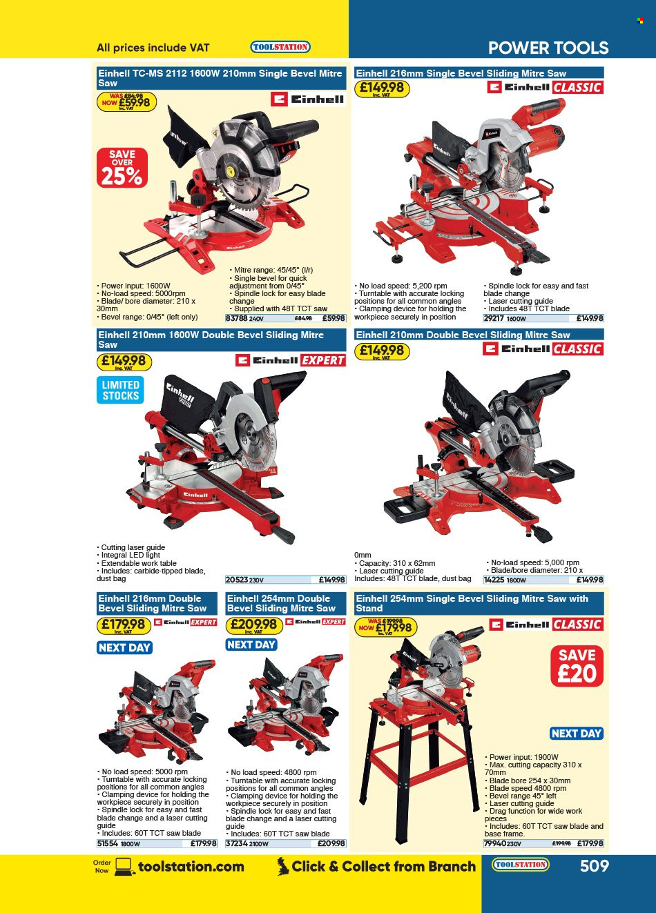 thumbnail - Toolstation offer  - Sales products - LED light, power tools, saw, table. Page 509.