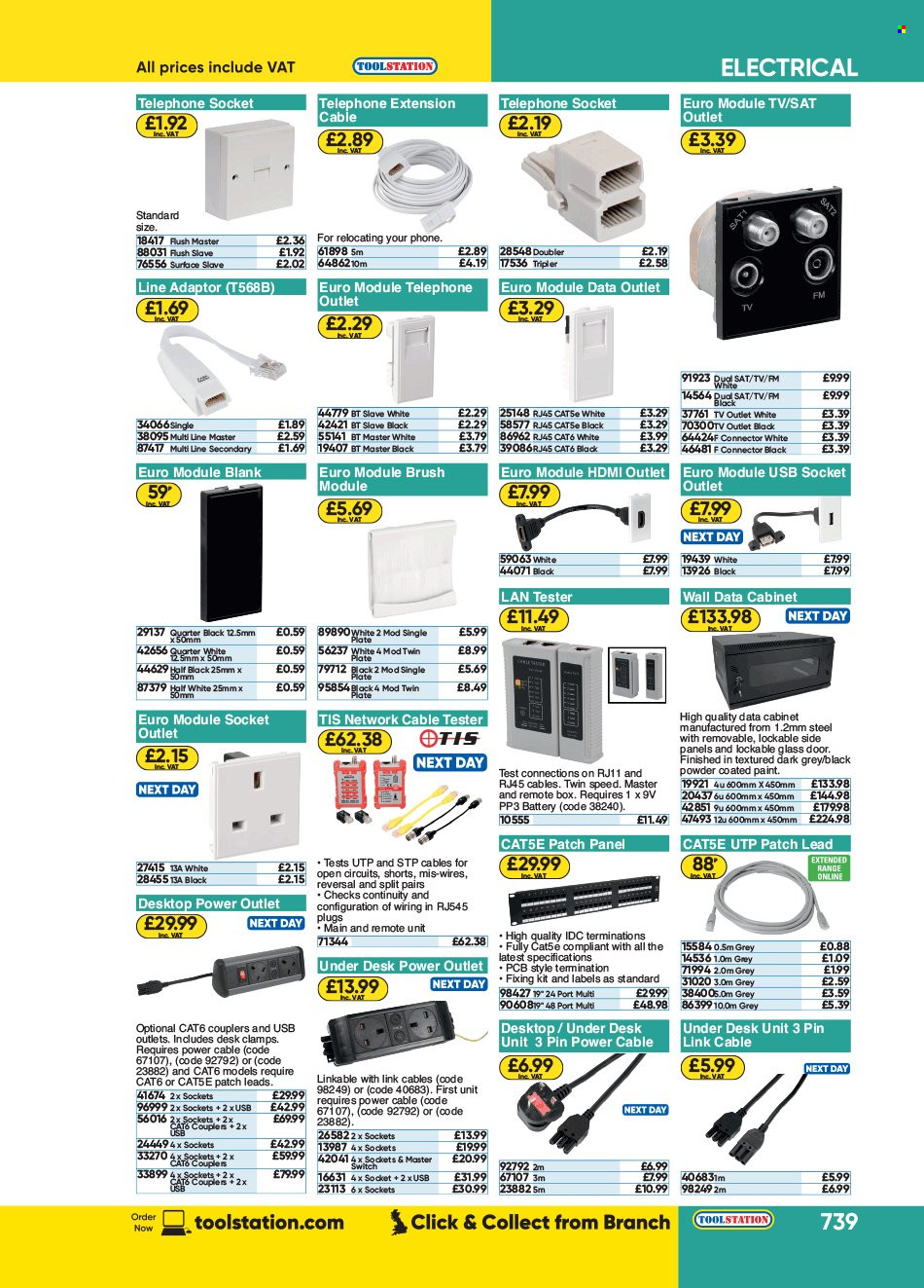 thumbnail - Toolstation offer  - Sales products - switch, socket, cabinet, STP. Page 739.