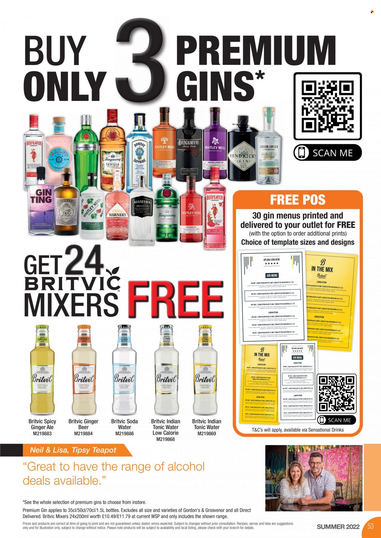 thumbnail - Makro offer  - 28/06/2022 - 31/08/2022 - Sales products - ginger beer, beer, ginger ale, tonic, soda, gin, Gordon's, teapot. Page 53.